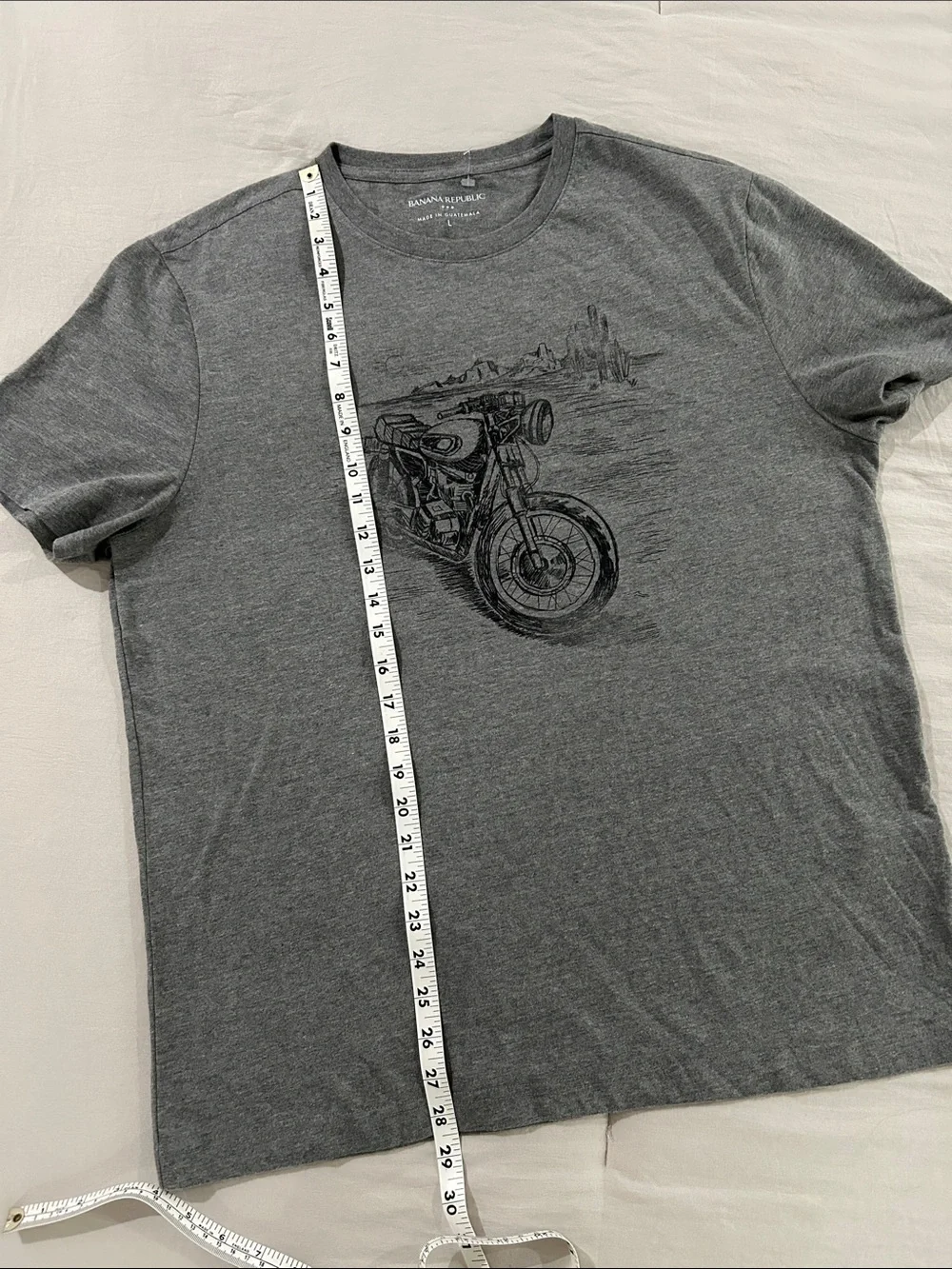 Banana Republic Charcoal Gray Motorcycle Graphic Tee Unisex Size: L
